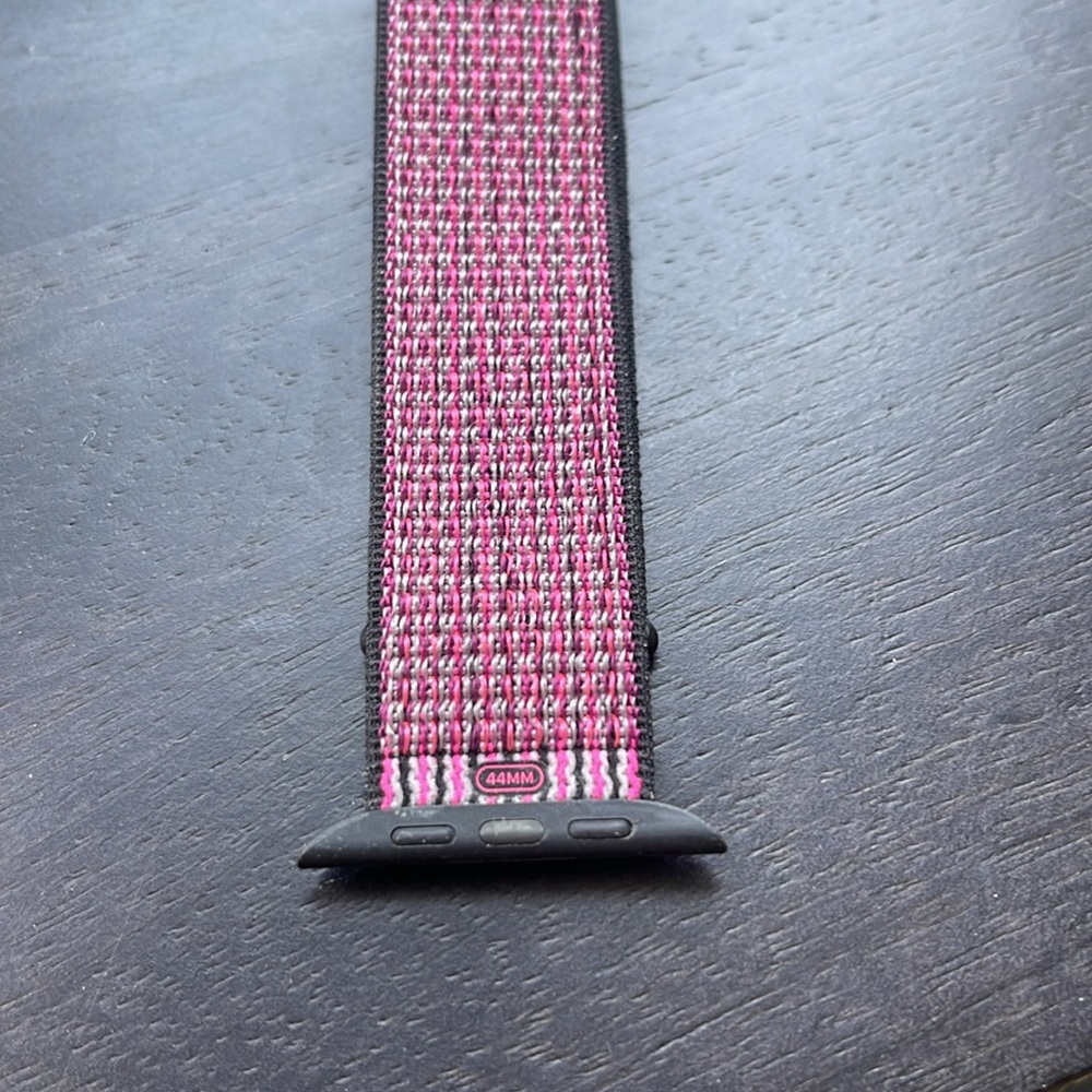 44mm Bright Pink and Black Sport Loop Band - Picture 3 of 3
